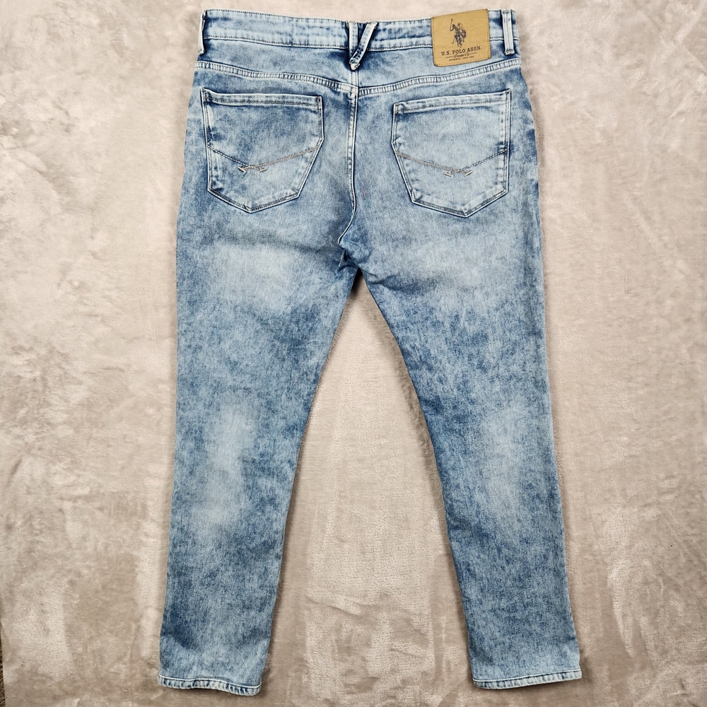 U.S. Polo Assn. Jeans Brandon Men's Acid Wash Blue Slim Tapered Size W33 - Picture 2 of 16